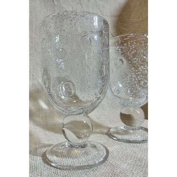 2 short SOUTHERN LIVING At Home BELLA LUNA bubble glass water goblet glasses - Picture 2 of 5